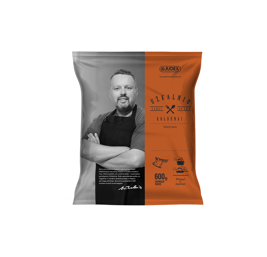 Užkalnio „Tradiciniai“ koldūnai virimui ir kepimui 600 g (12 vnt. / dėžė)