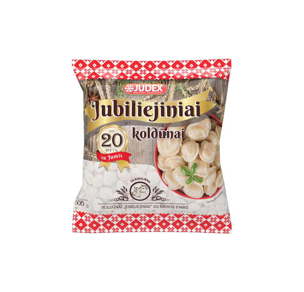 Koldūnai „Jubiliejiniai“ su mėsos įdaru 500 g (20 vnt. / dėžė)