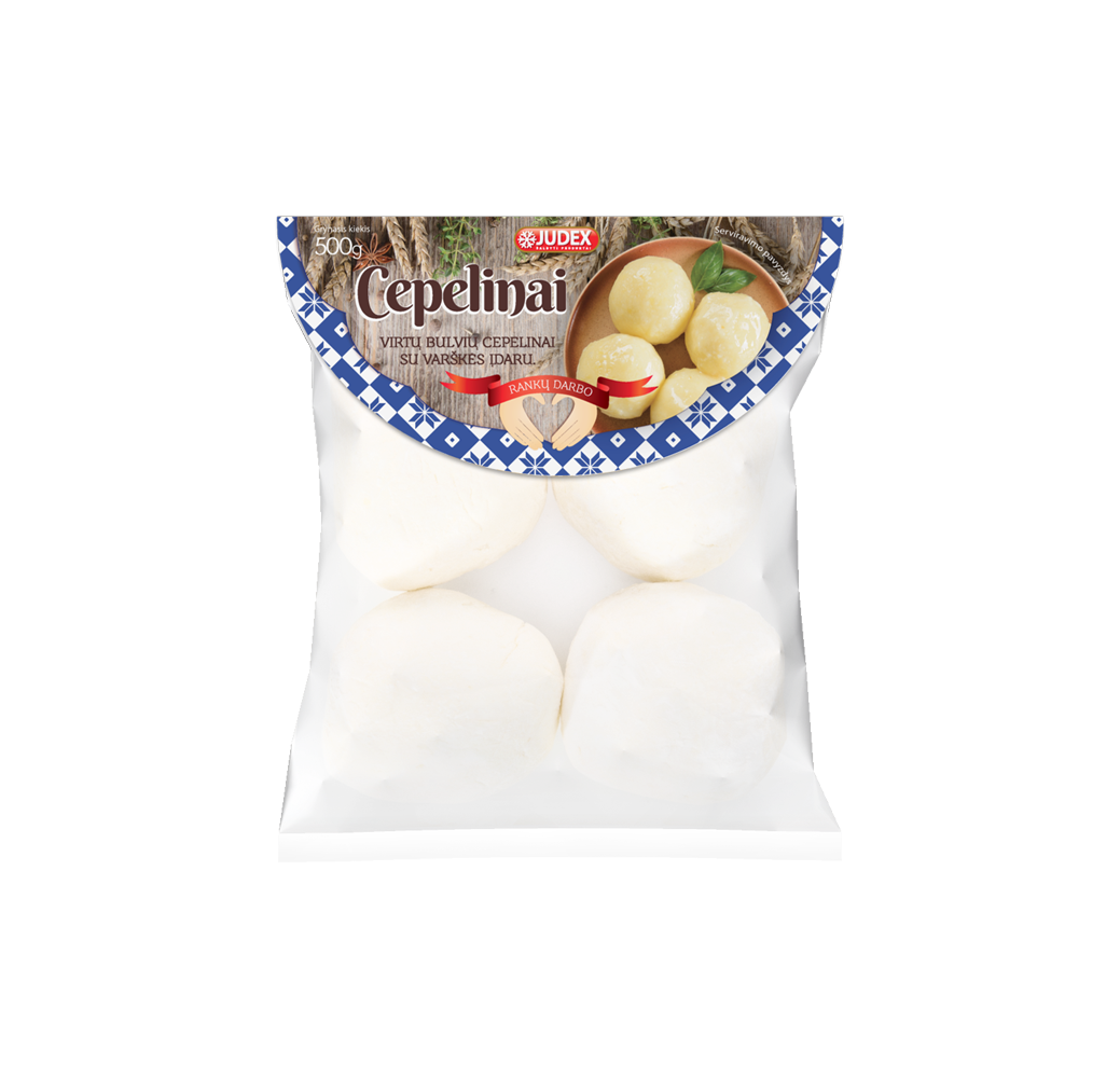 Virtų bulvių cepelinai su varškės įdaru 500 g (20 vnt. / dėžė)